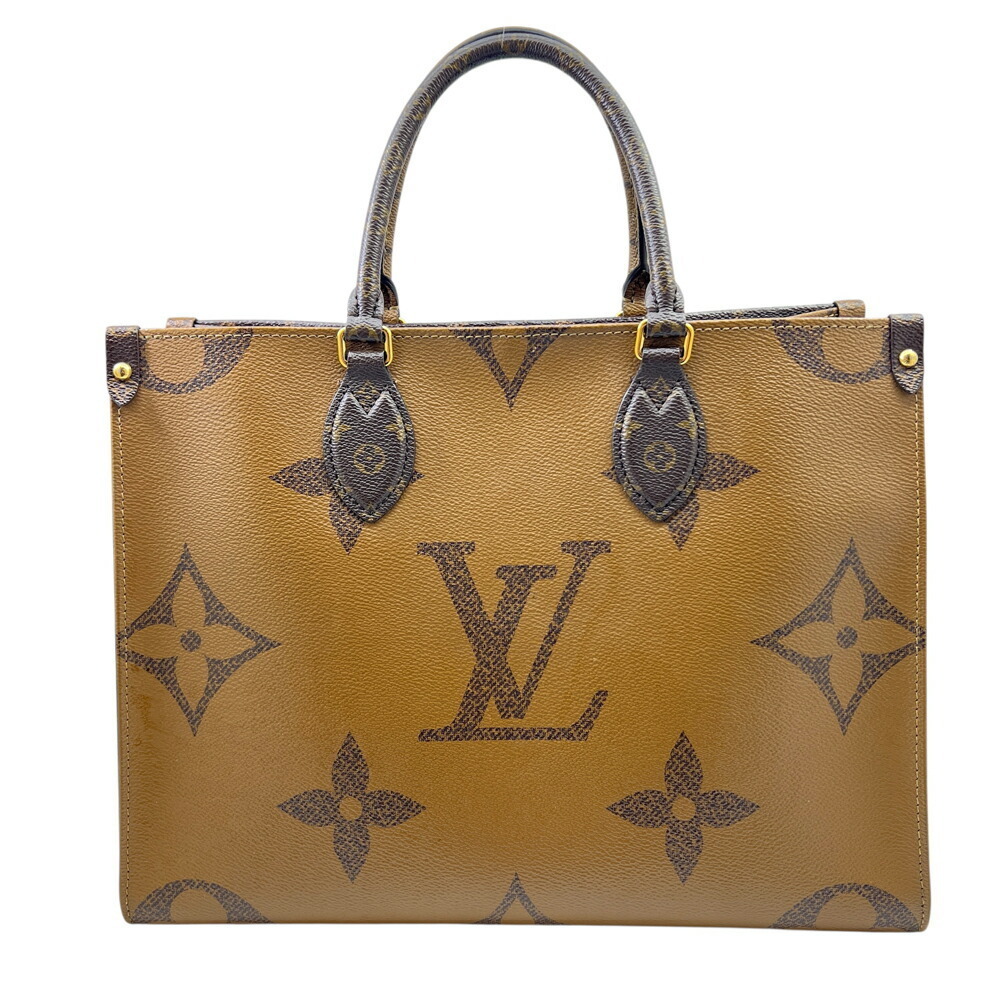 LOUIS VUITTON Monogram Reverse OnTheGo Brown Canvas Tote Bag Handbag Shoulder
